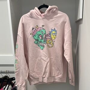 Pink Graphic Hoodie with Skull Design